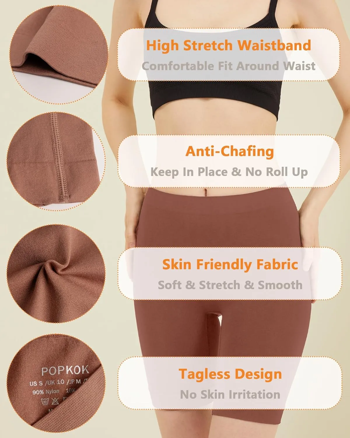 Womens Slip Shorts for Under Dresses High Waisted Smooth Anti Chafing Panties Yoga Biker Shorts 3 Pack