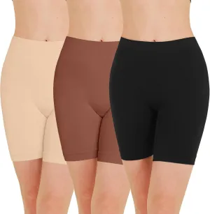 Womens Slip Shorts for Under Dresses High Waisted Smooth Anti Chafing Panties Yoga Biker Shorts 3 Pack